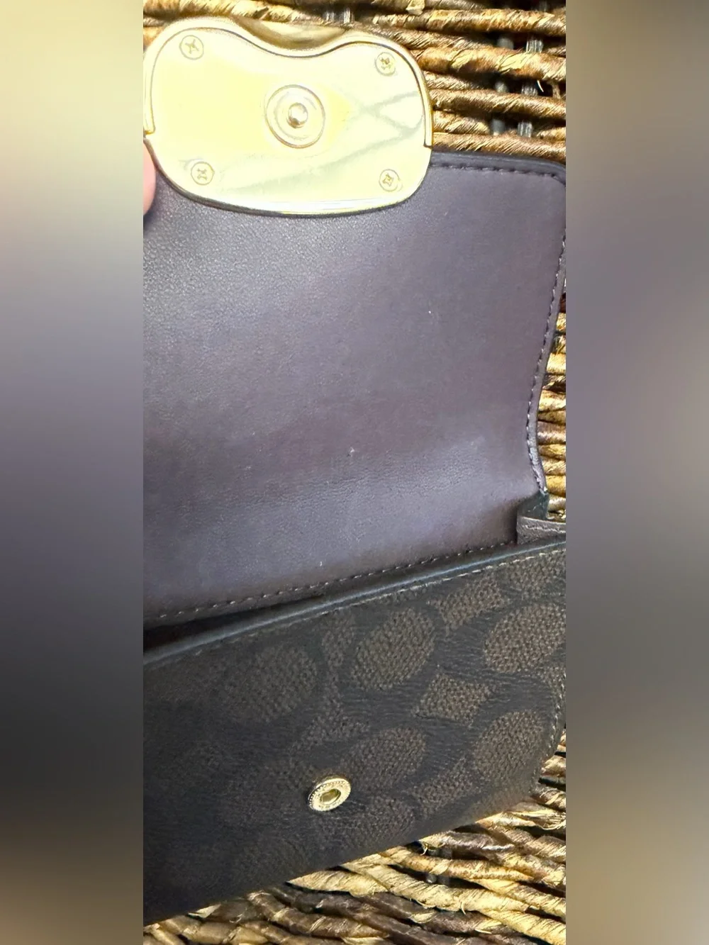 Coach-Teri Bag,Brown Signature Shoulder Bag w/Gold Hardware and matching wallet